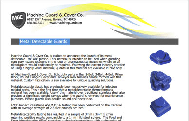 Literature & Catalogs 8 Line Card, Metal Detectable Plastic