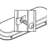 Safety machine guard cover with mounting hardware for industrial equipment.
